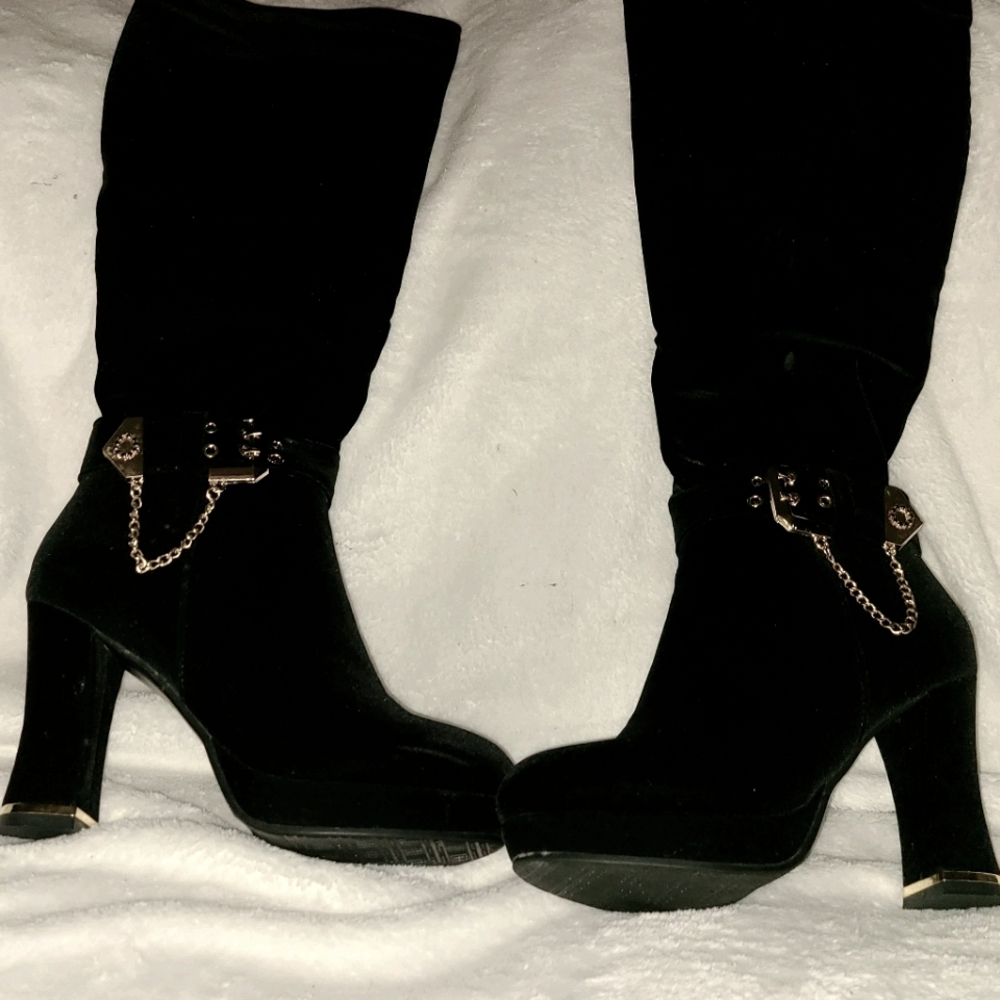 Knee high suede boots